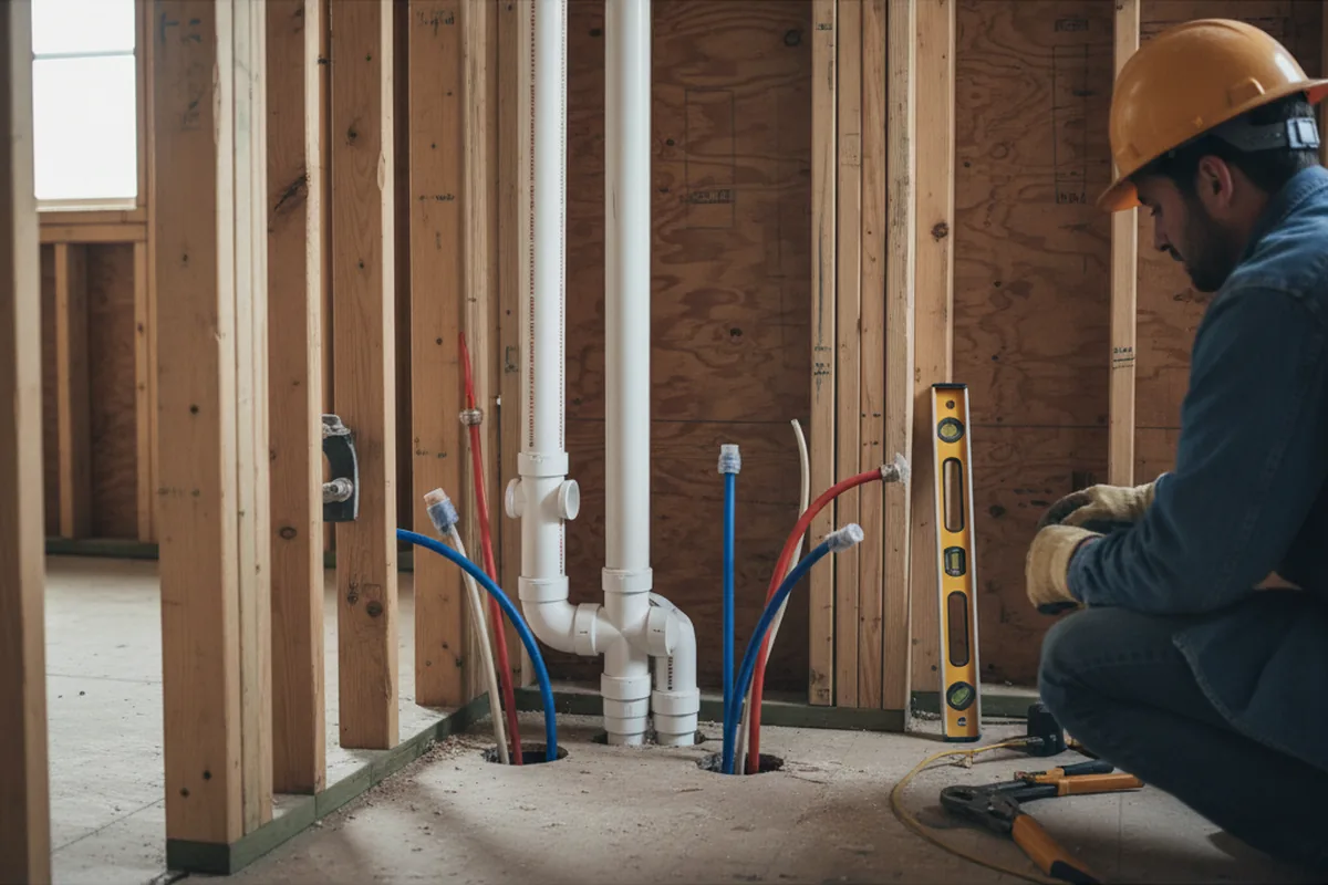 Drain and supply rough-in during Sump Pump Repair in Plainfield